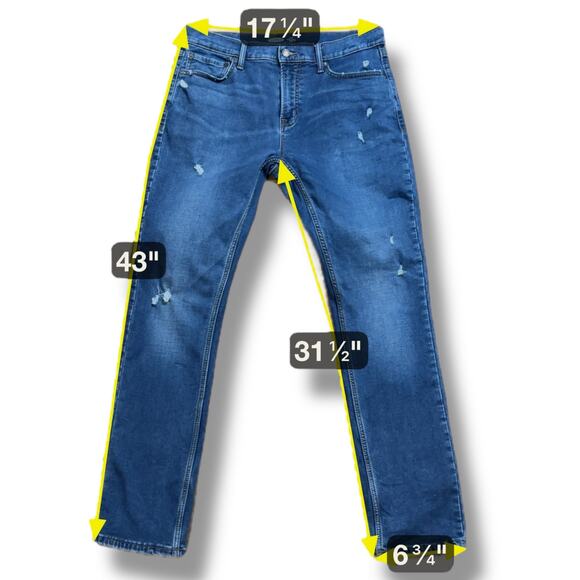 Old Navy Slim Jeans Mens Medium Wash Distressed Stretch Denim Size 34/32 - Picture 5 of 5